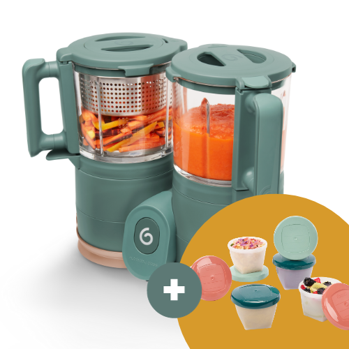 Babymoov Pack Robot de cocina bebé Nutribaby(+) + 15 cantimploras  reutilizables Isy Pouches