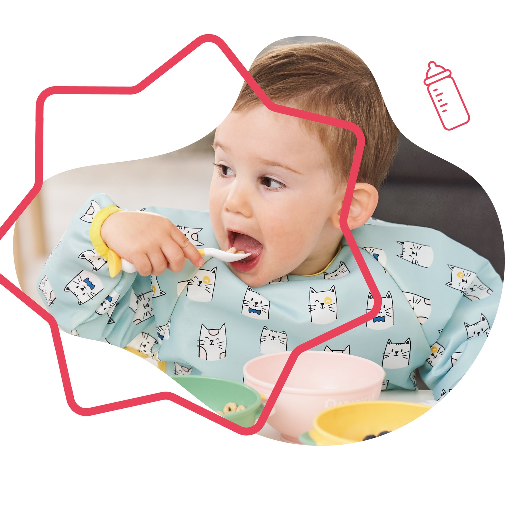 Juego de cuchara y tenedor para bebés, para aprender a comer cubiertos con  mango flexible Zhivalor BST3021100-1